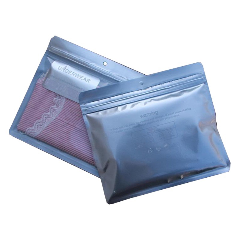Bolsa de embalaje de ropa interior transfronteriza ropa de plata para hombres y mujeres de plástico Ziplock bolsa al por mayor transparente sellado bolsa impreso logotipo