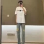 春季拖地宽松美式牛仔裤