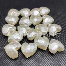 桃心切面爱心珍珠有孔直孔串珠爱心珠子手机链手链DIY散珠配件