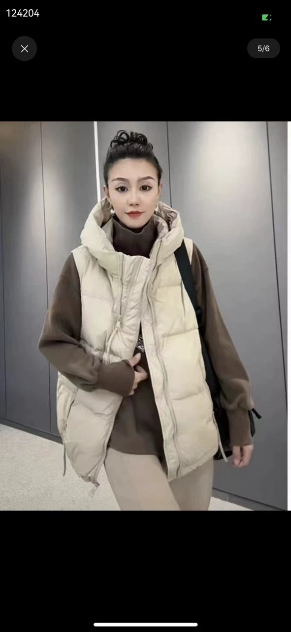 Velvet vest with down, down jacket, hoody, tank top, duck down, Korean style, oversize