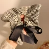 21# black and white plaid bow square scarf circle-20cm