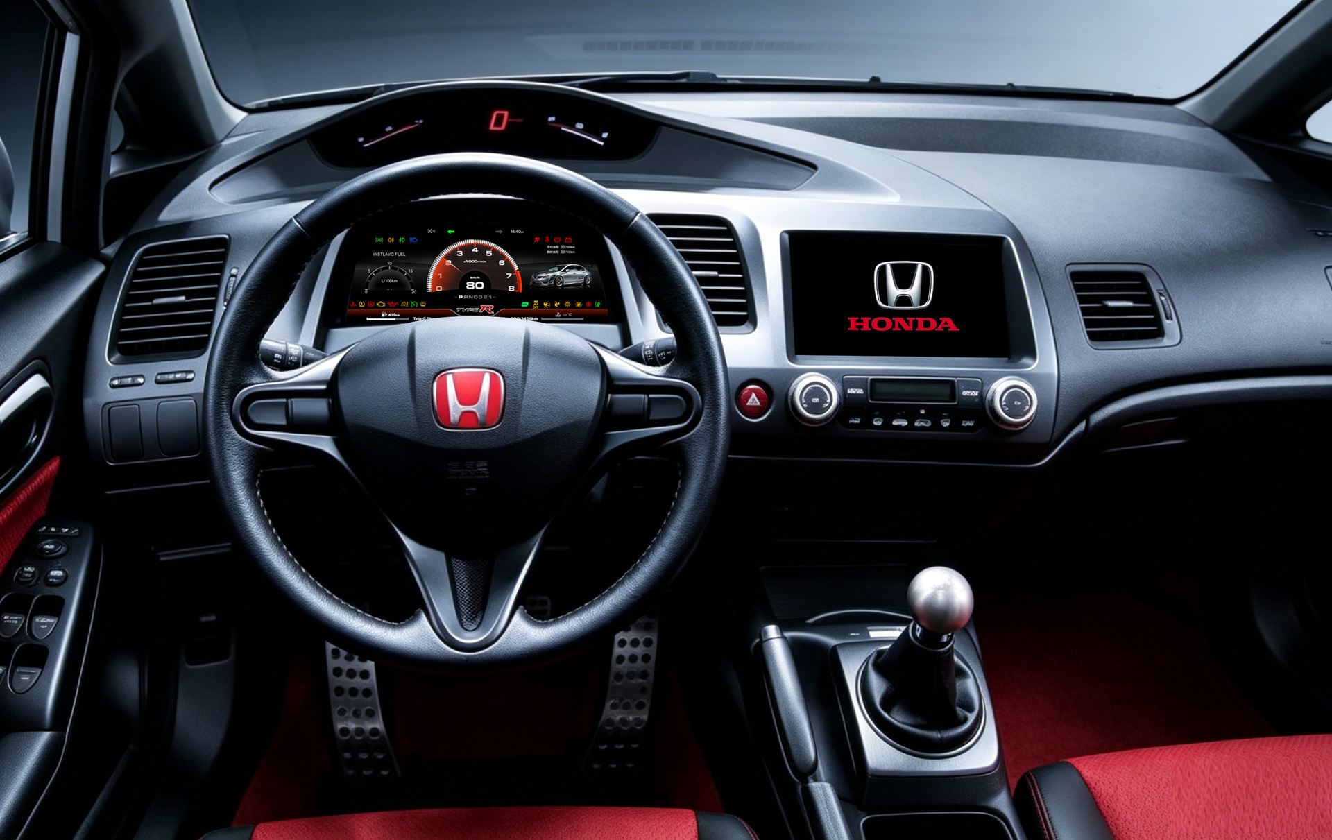 Compatible with Honda 8th generation Civic 2006-2012, full LCD instrument panel non-destructive plug-and-play modification and upgrade