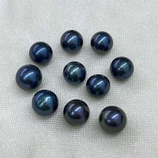 Black Peacock Green Round Beads Wholesale Optimized Freshwater Pearls Loose Beads Strong Luster Basic Flawless