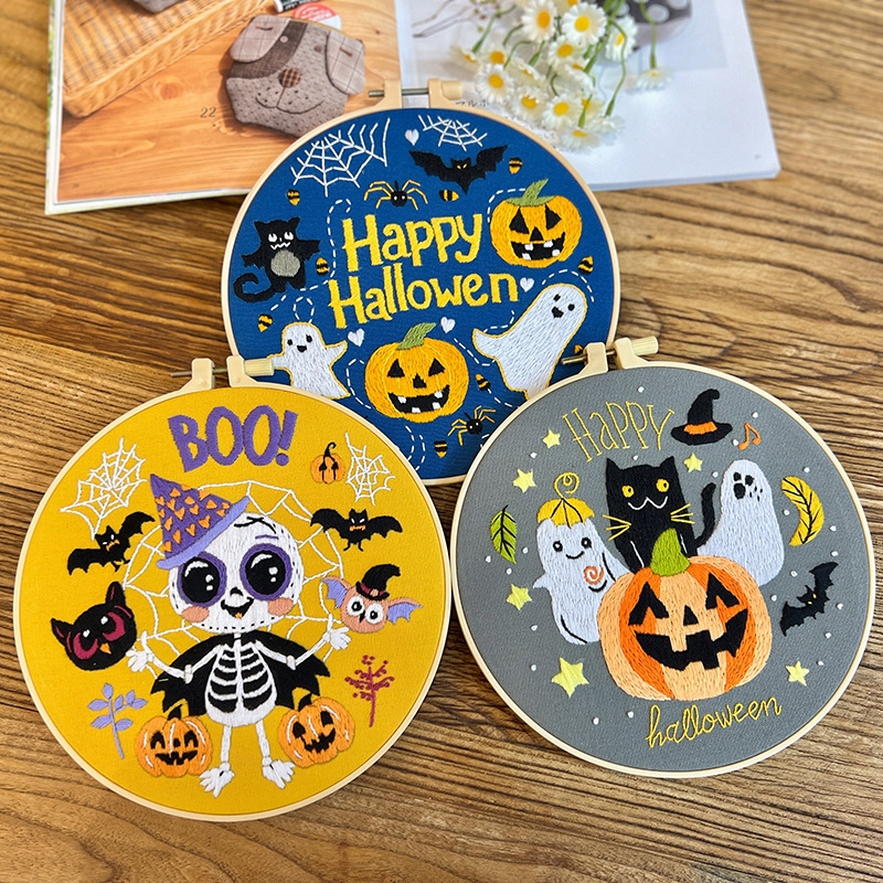 Hecho a mano nuevo bordado de Halloween DIY pintura colgante pintura no diamante punto de cruz decoración interior colgante pintura suministro transfronterizo