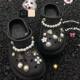 Hole Shoes Shoe Flower DIY Accessories Sweet Cool Punk Style silver Bow Chain Bear Shoe Flower Detachable Shoe Buckle