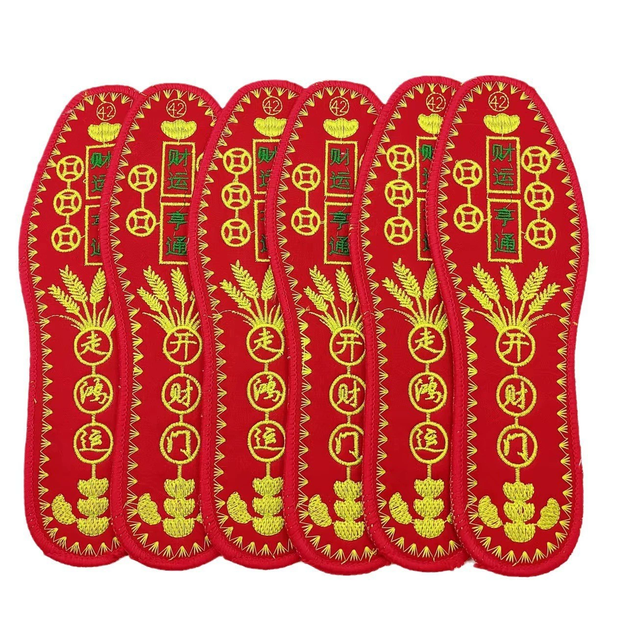 Вышивка крестиком Цветочная стелька дышащий пот-абсорбирующий дезодорант золотые пшеничные Колосья шесть-слиток пять император деньги год рождения красная благоприятная стелька