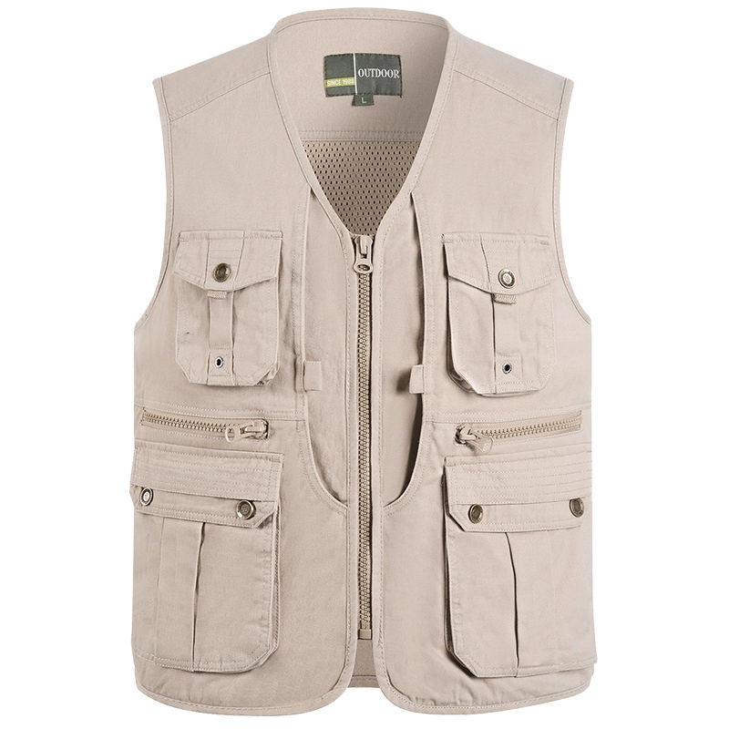 Cremallera de algodón multi-Bolsillo #15-beige