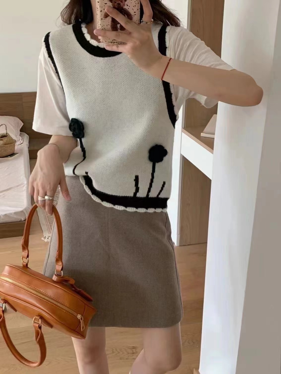 24 invierno Puyuan solo flor tridimensional de moda chaleco de punto de moda pequeño image 6