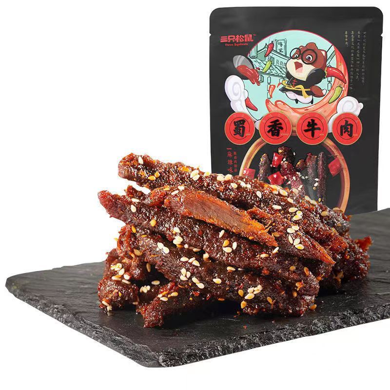 三只松鼠蜀香牛肉100g/袋麻辣味零食小吃熟食香辣牛肉干烧烤味