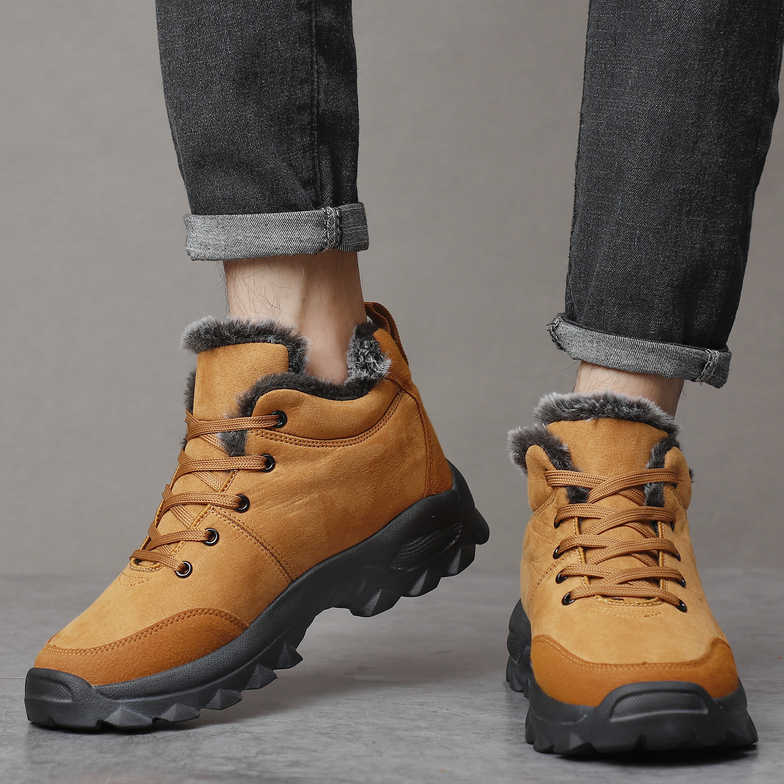 Stivali da neve da uomo, scarpe ispessite imbottite in velluto caldo, comode scarpe da trekking da trekking_voghion.com