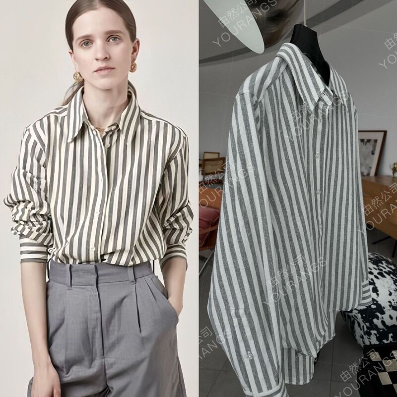 (New Store Benefits)【Clearance Sale 140】Organic Cotton Salt-Shrunk Crepe Yarn-Dyed Striped Air-Washed Long-Sleeve Shirt (New Store Benefits)【Clearance Sale 140】Organic Cotton Salt-Shrunk Crepe Yarn-Dyed Striped Air-Washed Long-Sleeve Shirt