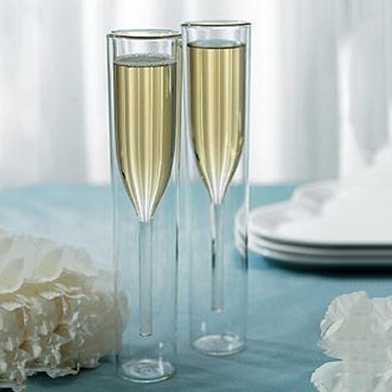 Jin Baijia creativo de doble capa taza de cerveza de vidrio creativo Flip invertido tulipán taza whisky taza de jugo