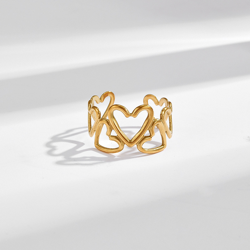 Simple Style Style PVD Coated Real Gold Plated Solid Color Titanium Steel Simple Style Waterproof Non Tarnish Rings