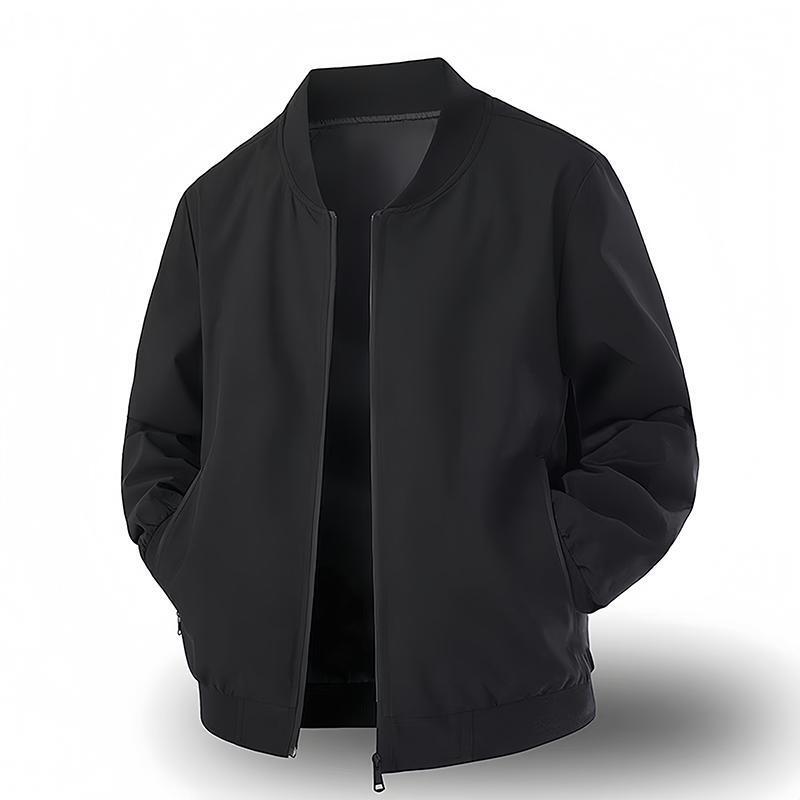 Men's Jacket 2025 New Autumn Black High-End Stand-Up Collar Cardigan Sweatshirt Jacket Loose Top Versatile