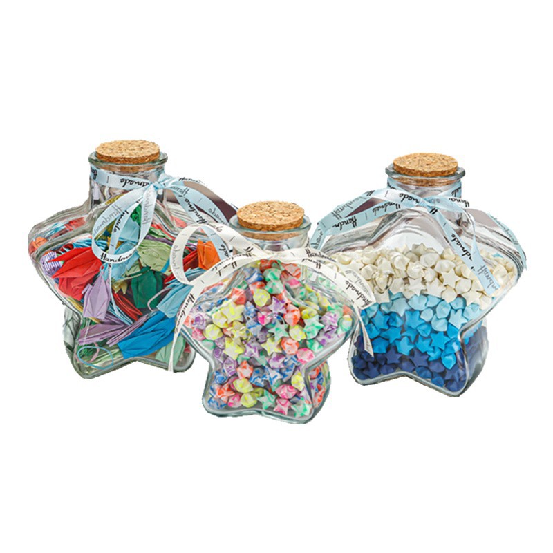 Botella de vidrio de suministro de fábrica de deseos de estrella de cinco puntas botella de vidrio DIY decoración deseos de estrella flotante botella al por mayor