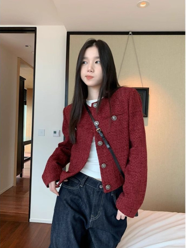 Xiaoxiangfeng 韓国スタイルの女性用ジャケット、2025年春秋の新作、レトロカジュアルショートスタイル、ニッチな気質、セレブ向けトレンディートップス|undefined