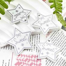 DIY亚克力英文五角星串珠材料吊孔卡通盲盒配饰diy手机链钥匙扣