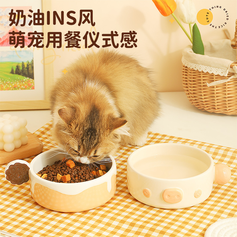 Cat Bowl tazón de cerámica para perros tazón de comida para gatos tazón de agua para gatos tazón de comida para gatos comer y beber agua de gran diámetro tazón para perros suministros para mascotas