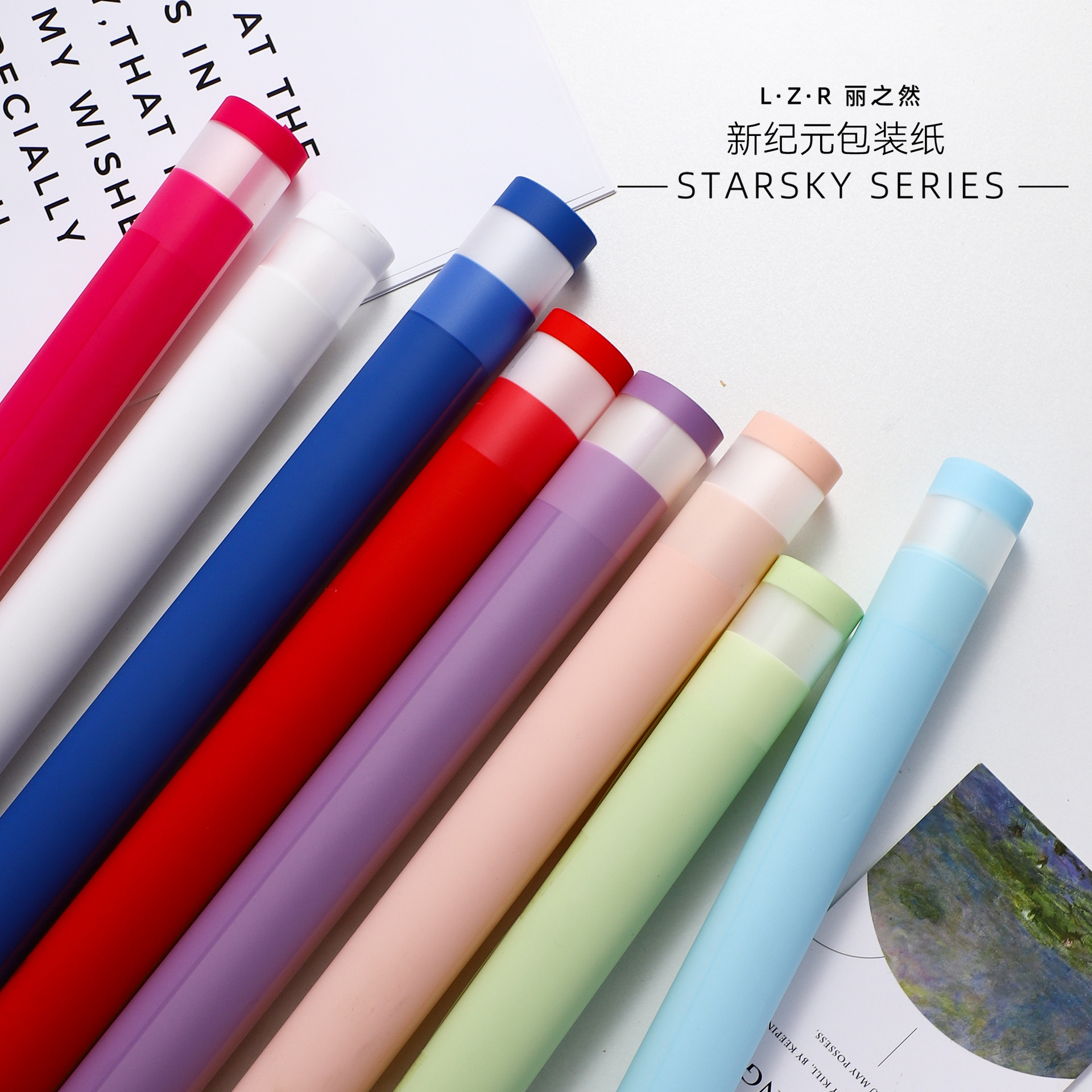 Papel de Regalo Floral Elegante, Impermeable, con Borde de Color Mate, Papel para Envolver Flores, Papel de Regalo de Li Zhiran