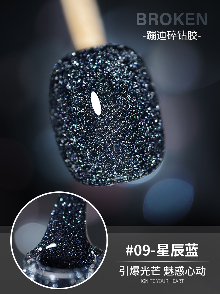 Pegamento de diamante disco popular transfronterizo 2025 nuevo pegamento de esmalte de uñas reflectante flash fabricante de pegamento de fototerapia para dedos al por mayor