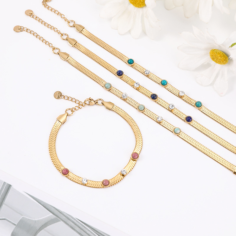 304 Stainless Steel Chain Material Retro Classic Style Geometric 304 Stainless Steel Snake Chain Bracelets In Bulk