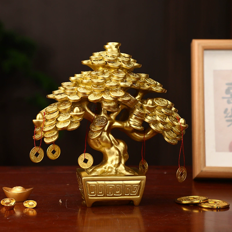 Встряхните деньги, чтобы заработать дерево смолы украшения для гостиной, офисный декор, подарочные поделки, открывающий новоселье