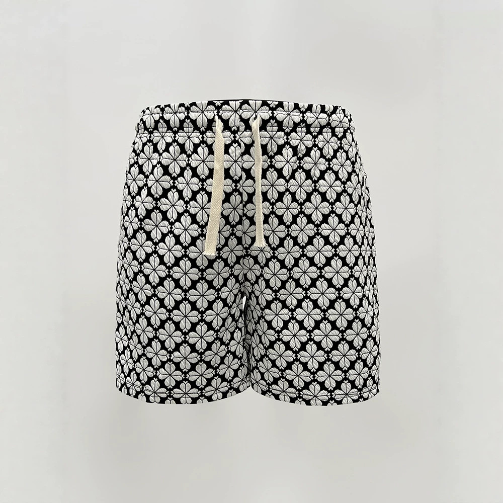 Men's Women's Trendy Houndstooth Casual Straight Leg Loose Fit Summer Shorts All Over Floral Print Beach Clothing_viptrois.com