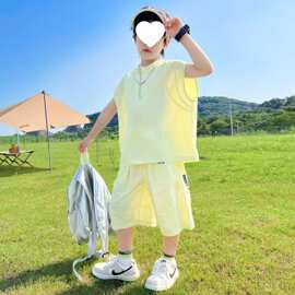 男童夏装套装2026新款大童夏季薄款男孩宽松无袖儿童背心上衣帅气
