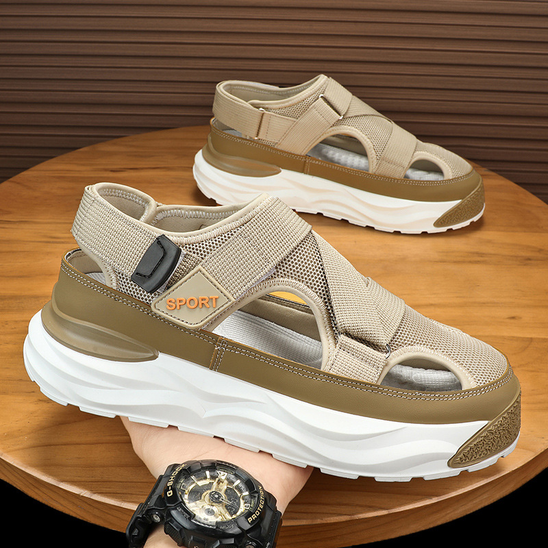 Cross-Border Men's Shoes 2025 Summer Cut Out Live Broadcast Casual Thick-Soled Trbottomy Sports Shoes Outdoor Breathable Shoes Trbottomy Men's Sandals