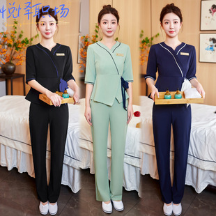 Half sleeve light luxury beauty salon beautician work clothes female autumn skin management tattoo embroidery artist health center Professional Suit
