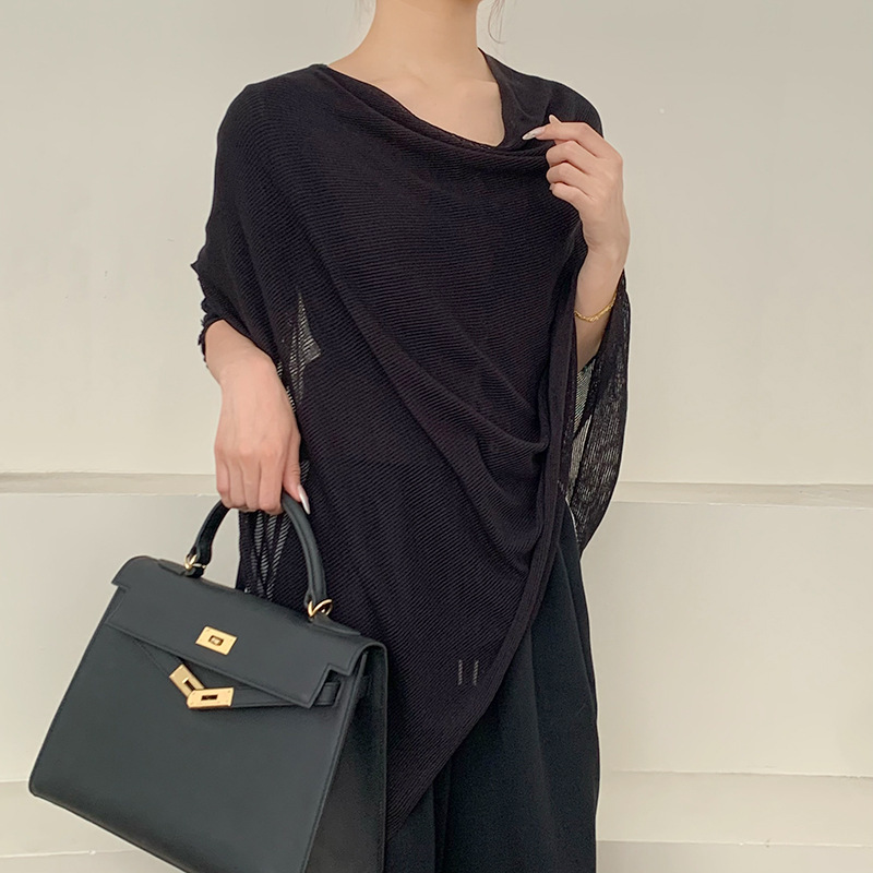 Chal para mujer, verano, nueva capa hueca transpirable de alta gama, diseño irregular, temperamento, suéter superior