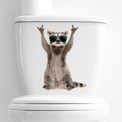 尚易SPZ-S0483搞怪浣熊馬桶蓋裝飾牆貼自粘浴室跨境直采馬桶貼紙