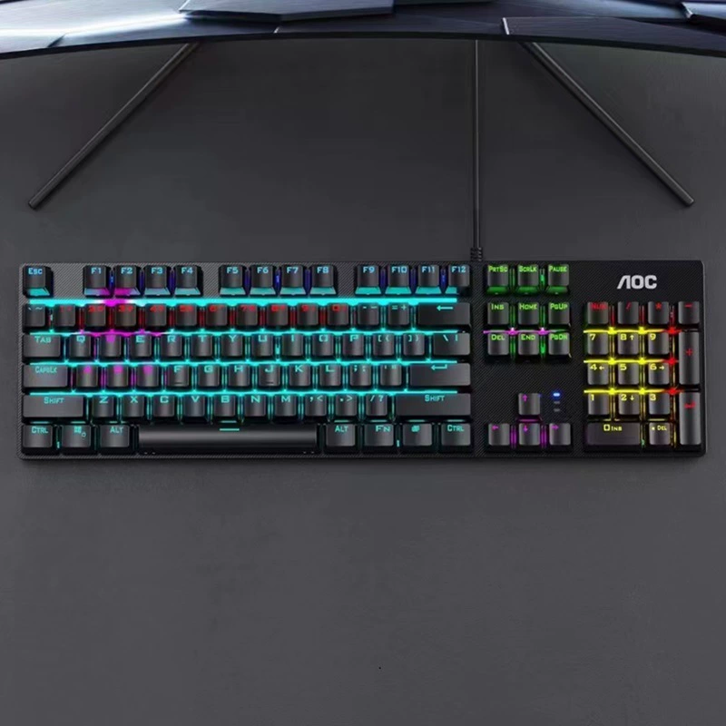 AOC [GK410 механическая клавиатура для киберспорта, игр, «баттл-рояль», настольных и портативных компьютеров, голубые переключатели, проводная, для интернет-кафе]