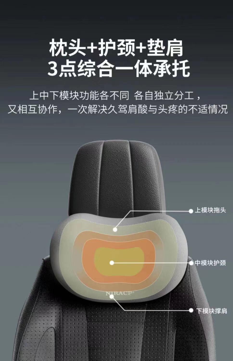 Cross-Border Hot-Selling Car Headrest Lumbar Support Car Headrest Neck Pillow Memory Foam Headrest Car Cushion Car Pillow