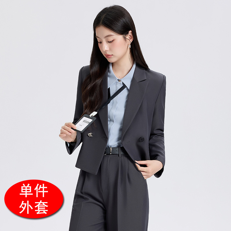 2025新款灰色西装外套女春秋设计感休闲职业装正装高级感西服套装|undefined
