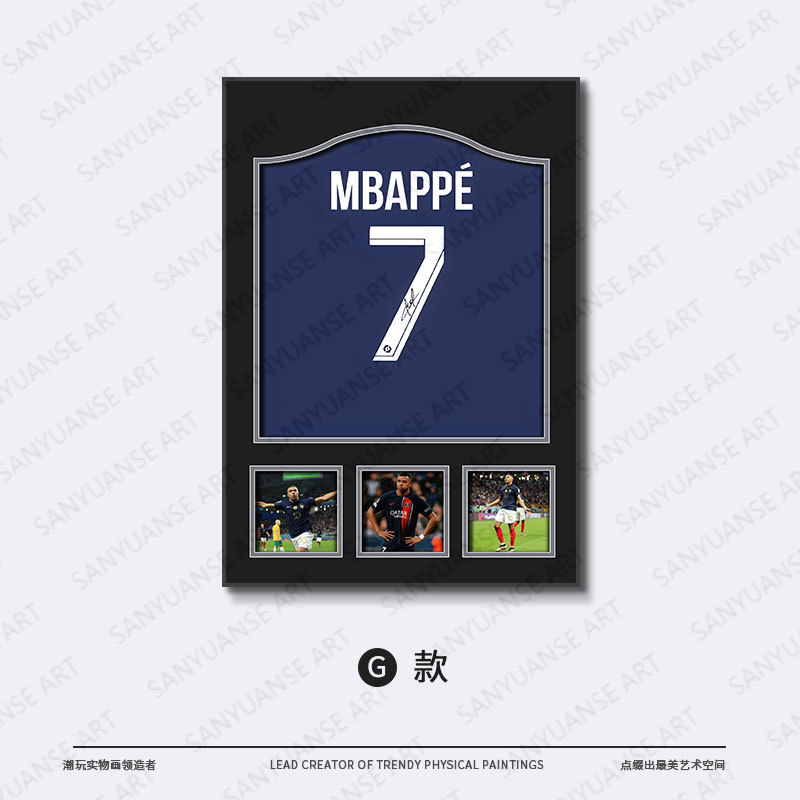 Camiseta enmarcada, marco de fotos de fútbol, pintura de pared, colección de C Luo, exhibición de ropa, decoración de cabecera de dormitorio tridimensional, pintura