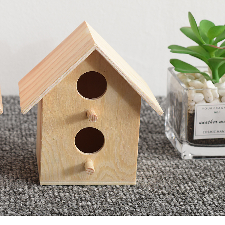New factory processing wood bird house high quality pine bird nest creative photo props zaaka bird nest