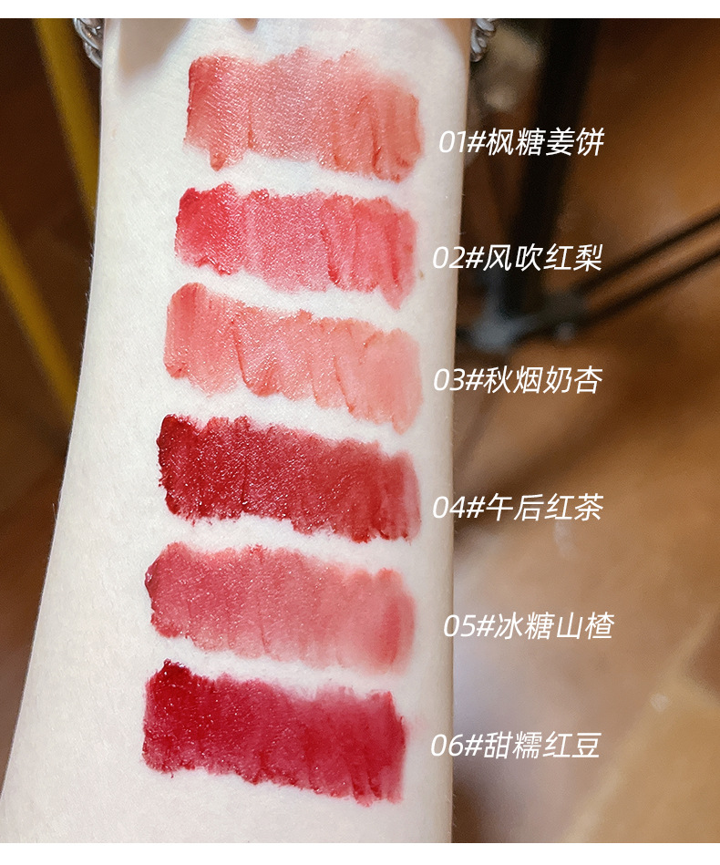 CACE Berry Bear Matte Lip Gloss 6-color versatile color matching Velvet smooth and light, no burden. One-piece consignment of lipstick Application Scenario