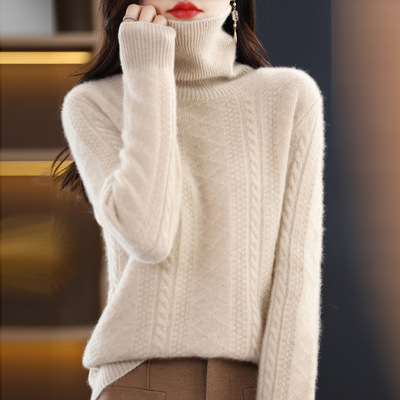 100 Cardigan thickening Autumn and winter new pattern High collar Socket sweater Easy Pile collar knitting Base coat