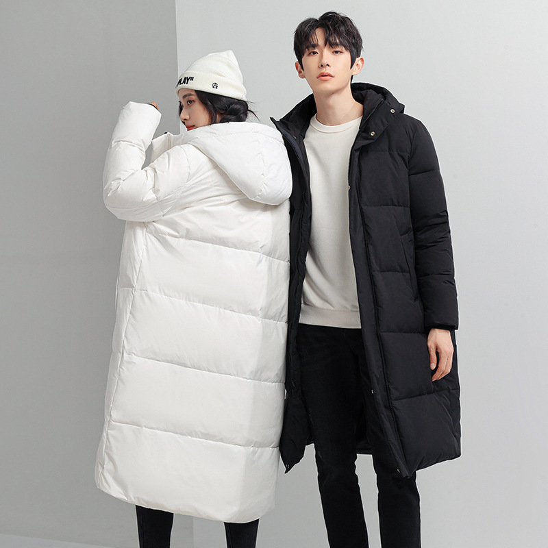 Down jacket men's mid-length knee-length fashion brand lovers winter cold-proof warm white duck down foreign trade popular coat