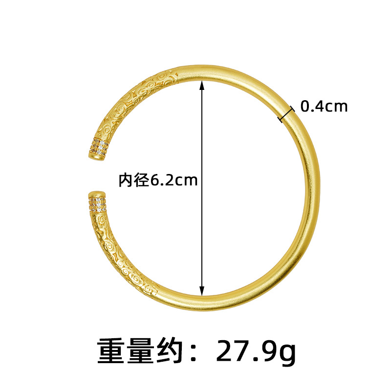 Nueva pulsera de oro de arena vietnamita, marea nacional, diamantes, nubes auspiciosas, garrote de oro, brazalete, cobre chapado en oro, joyería que no se desvanece durante mucho tiempo