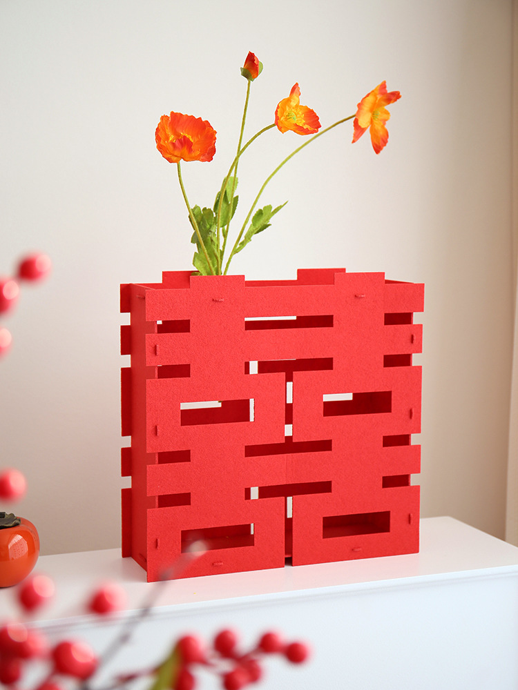 Wedding decoration 3D double happiness character ornamental set for marital home, double happiness sticker for new house bedroom living room decoration, comprehensive wedding supplies.