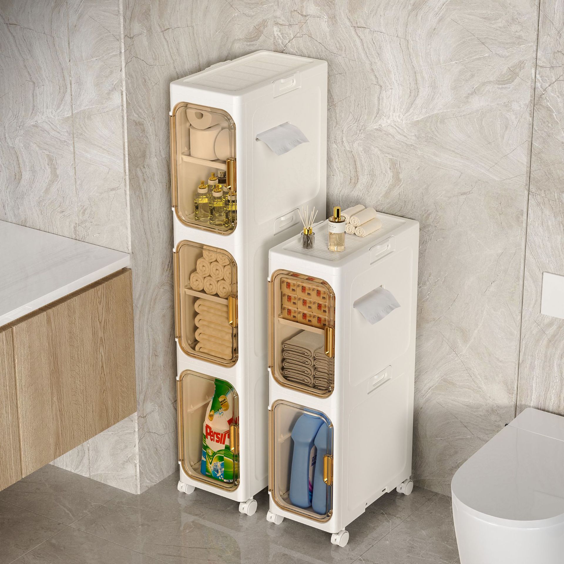 Storage Rack Dustproof and Moisture-Proof Bathroom Gap Storage Cabinet Kitchen Pulley Storage Rack Study Living Room Side Cabinet