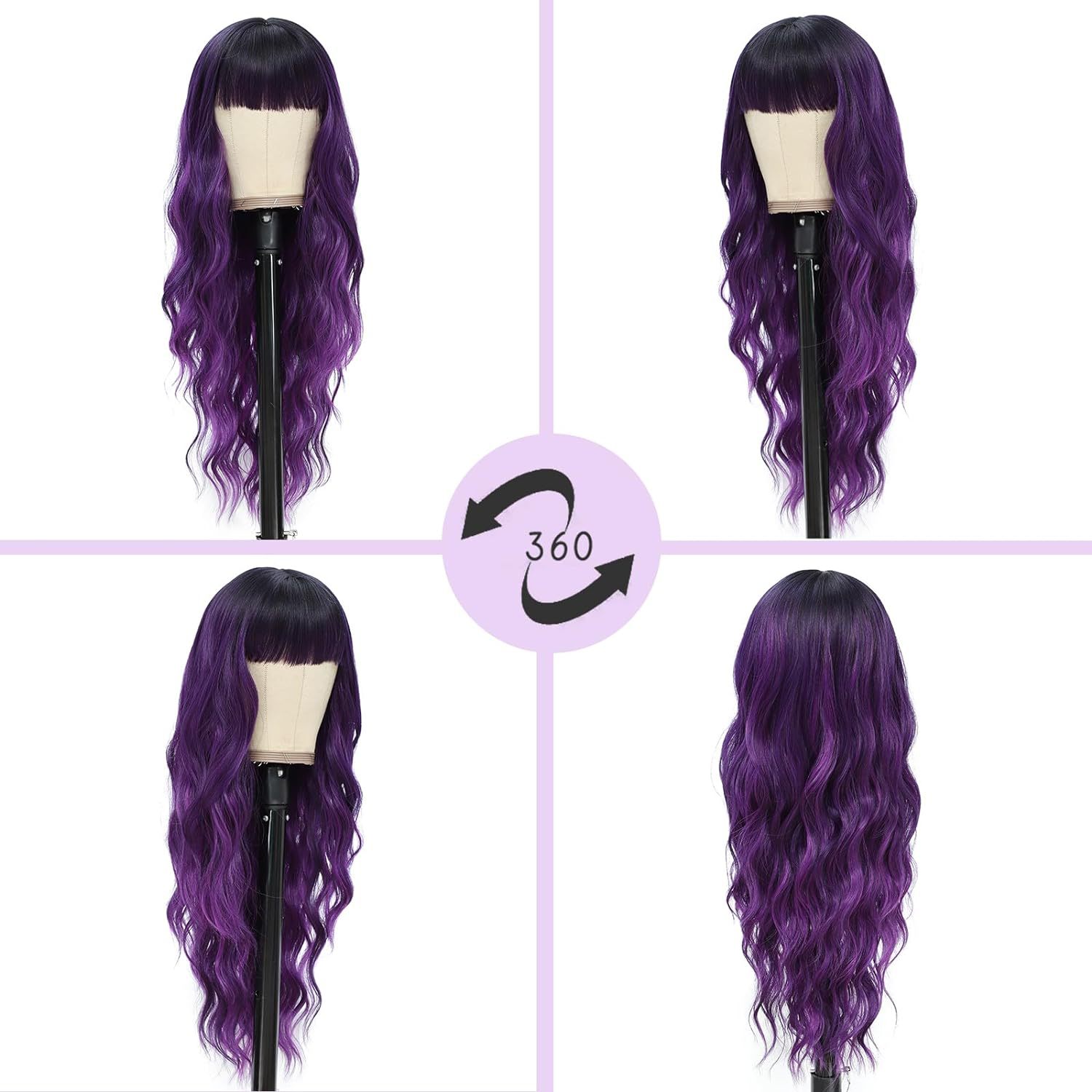 Perruque synthétique vente chaude big bang cheveux longs bouclés bandeau en fibres synthétiques_voghion.com