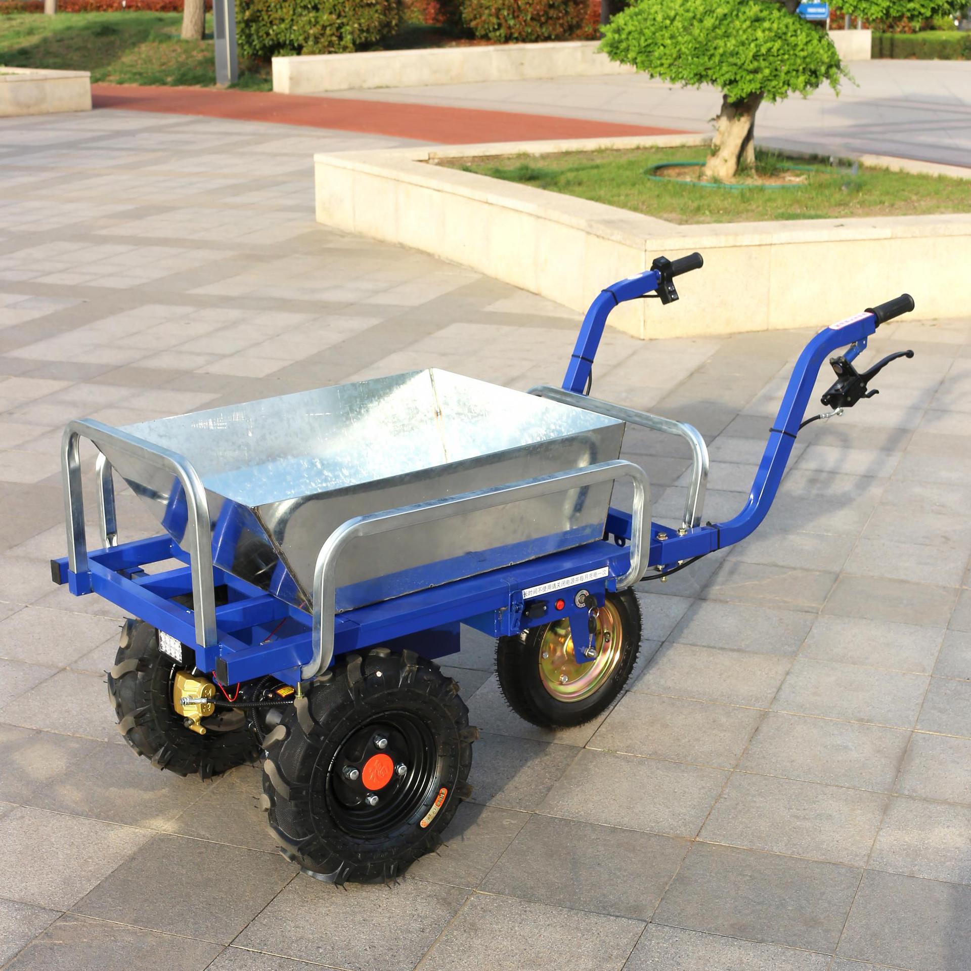 Carro de mano de tres ruedas agrícola de autobús eléctrico de pollo doméstico de transporte de doble cuatro ruedas de cría de huerto de escalada de montaña de transporte de carro