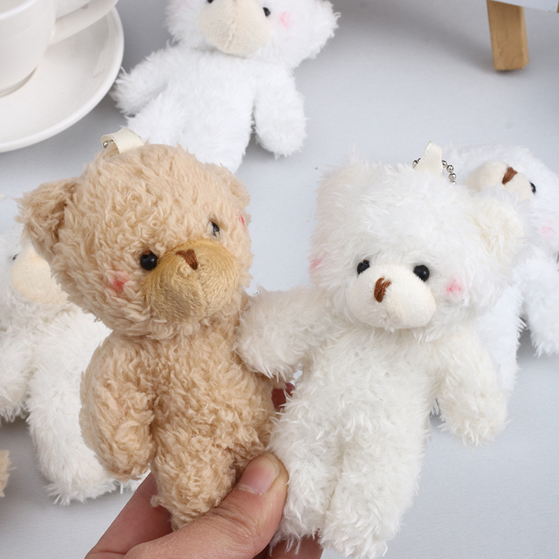 Cute blush conjoined teddy bear key chain bag pendant rabbit doll plush bear pendant wholesale