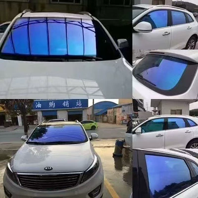 Car Film, Front Windshield Film, Automotive Film - construction-not-included-with-scraper-blade-blue-side-window-50cmx1m-long