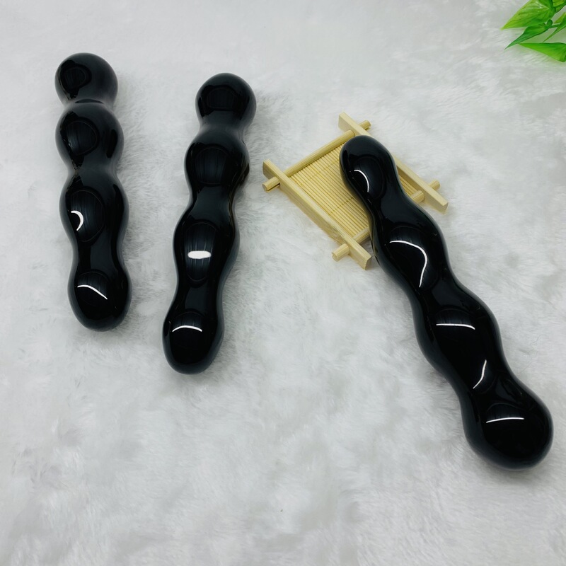 天然水晶黑曜石水晶按摩棒摆件 图 6