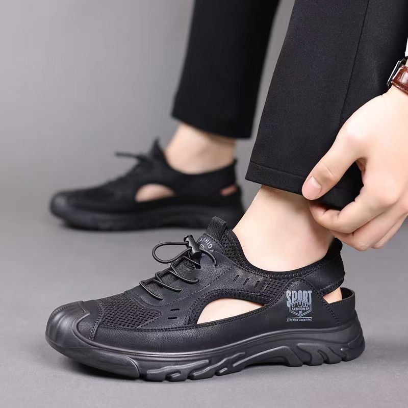 Baotou sandalias para hombres zapatos de playa zapatos casuales de malla para hombres huecos de moda zapatos deportivos transpirables cómodos zapatos para hombres