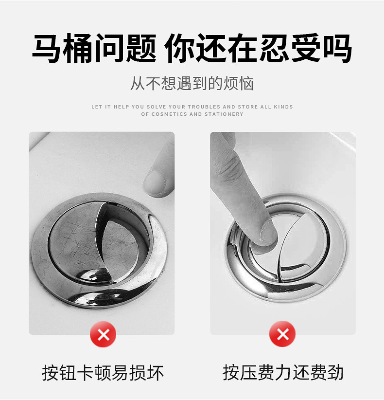 Toilet button, dual-button universal flushing tank cover, toilet switch, water pumping, old-fashioned set, circular size water button Item Picture